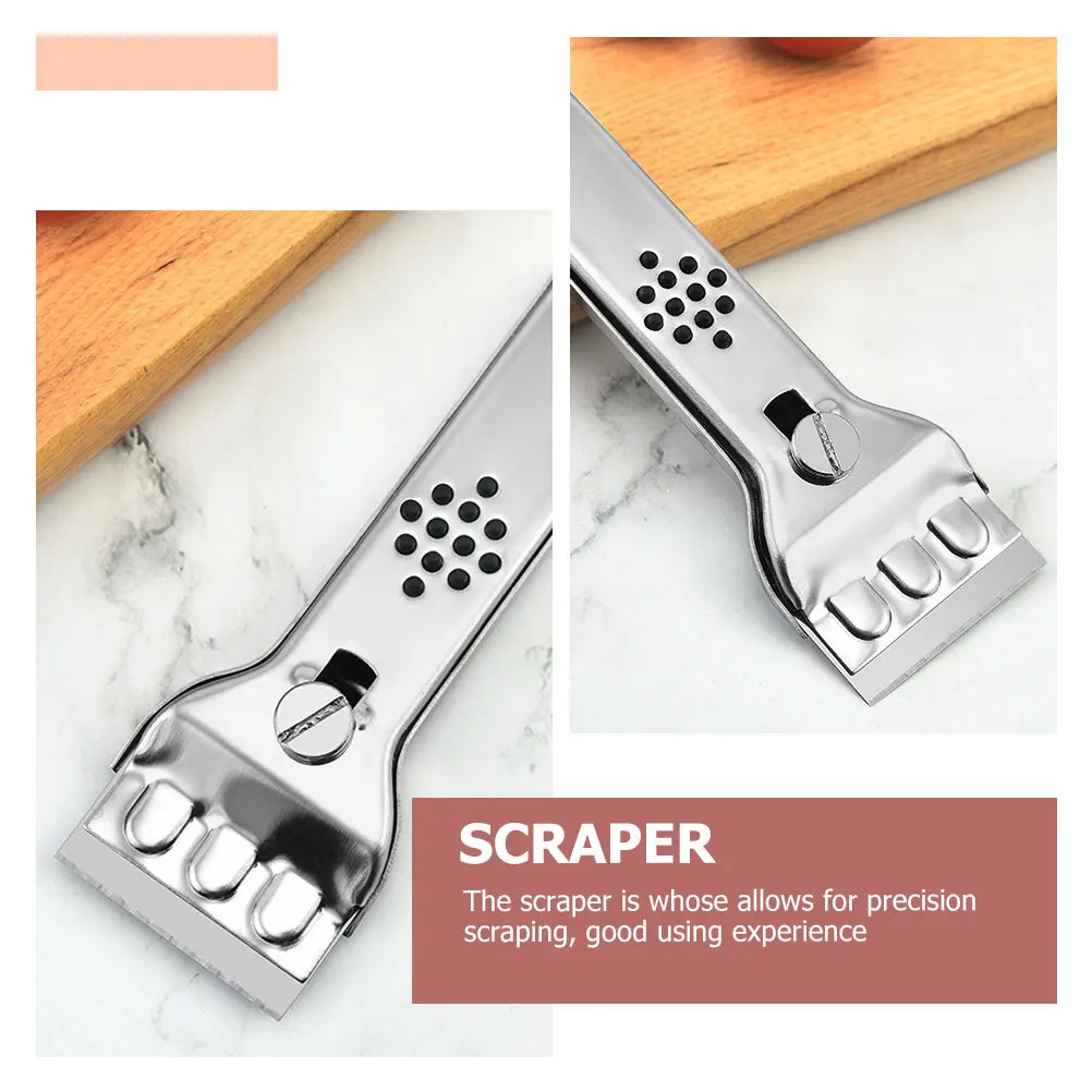 

1 Set Stainless Steel Scrapers Kitchen Oil Stains Sticker Removal Tool Ergonomic Handle Wall Floor Cleaning Tool Metal