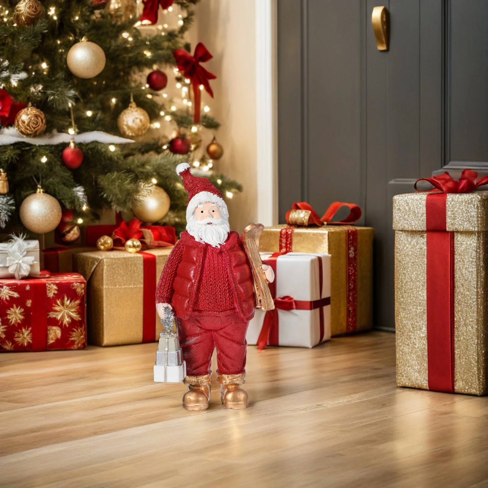 

Santa Claus Decoration: Handcrafted Resin Christmas Centerpiece for Tabletop Home Office Holiday Display - Festive Indoor