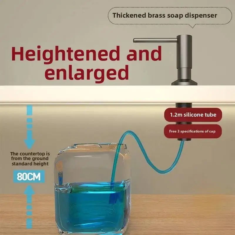 

Kitchen Sink Dispenser With Tray Hook Extension Tube Detergent Countertop Dishwashing Liquid Soap Dispe