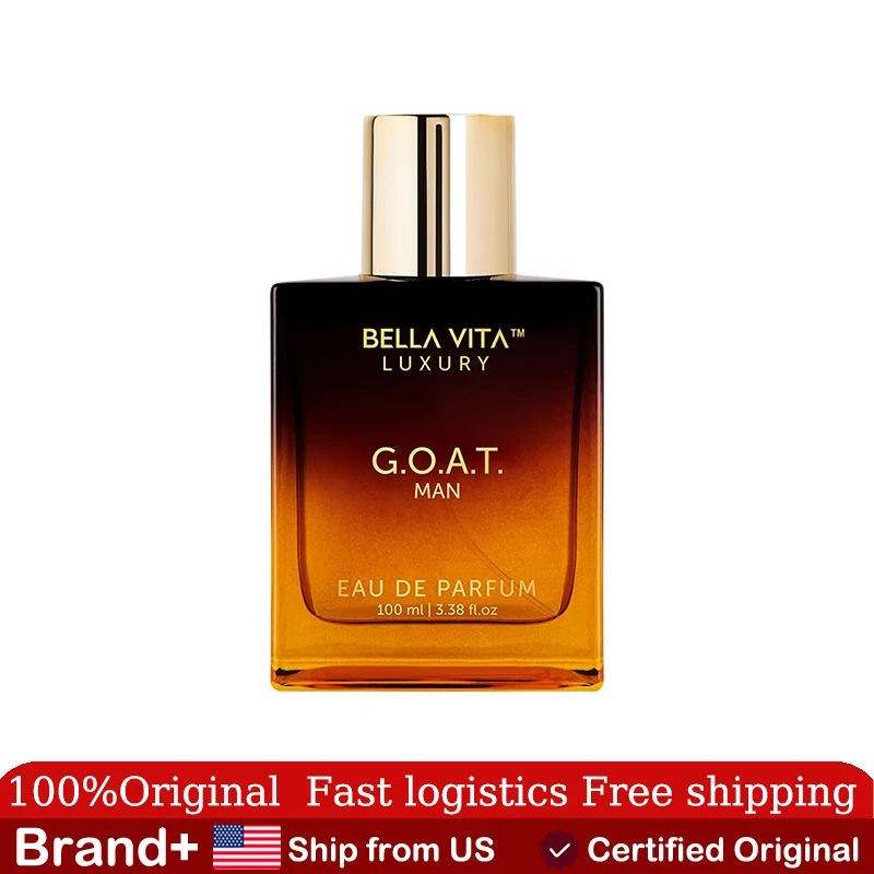 BellaVita Luxury G.O.A.T. Men's Eau De Parfum 3.4 Fl.oz Natural Refreshing Notes Bergamot Long Lasting Fragrance Natural Cologne