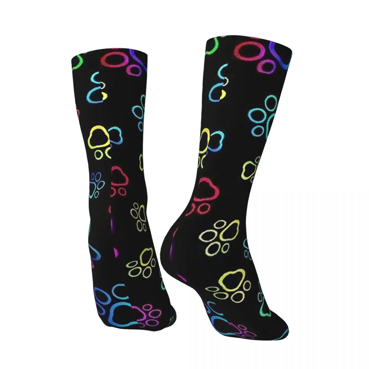 All Seasons Colorful Gradient Paw Pattern Socks Harajuku Crew Socks Super Soft Stockings for Men Women Valentine's Day Gifts
