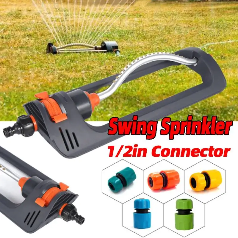 

Aluminum Tube Swing Sprinkler 19 Hole Nozzles Irrigation Water Sprayer with 1/2in Connector for Lawn Garden Yard Watering Tool