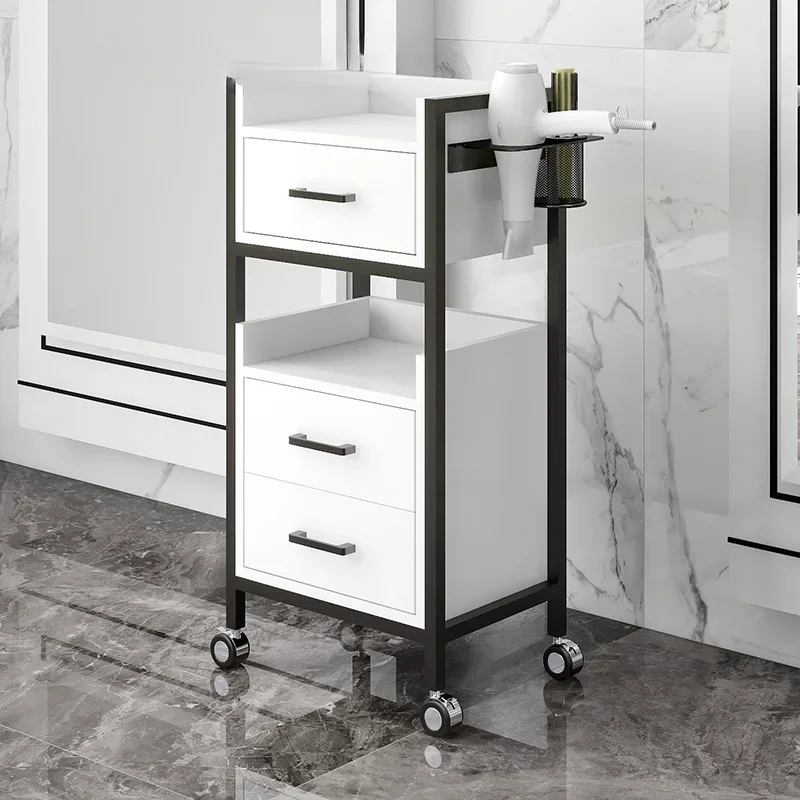 Carrello portatile per salone di bellezza cassetti portaoggetti per carrello da salone professionale bianco