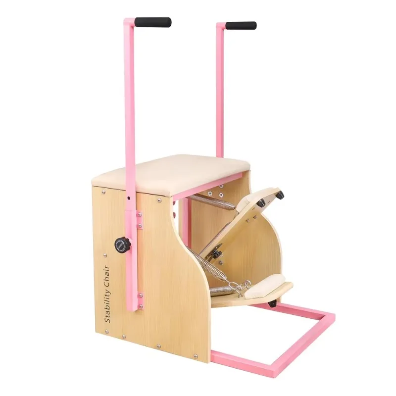 

pink Maple Wood Split Pedal Studio Equipment Stability Chair Wunda Chair Pilates Chair