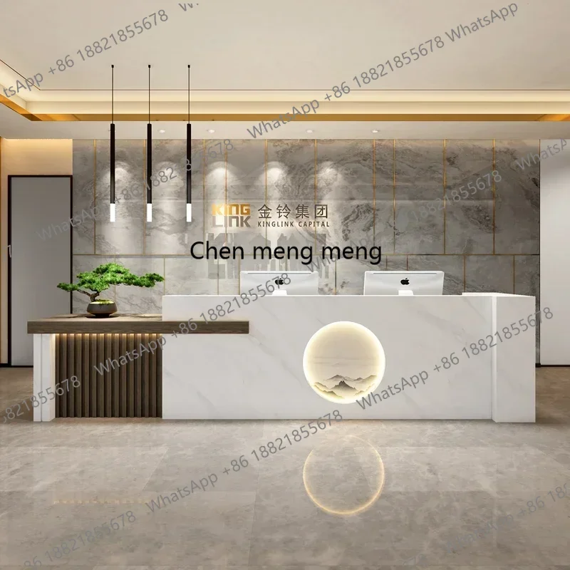 

Welcome Office Reception Desk Podium Barbershop Cabinet Conference Reception Desk Store Creative Empfangstheke Room Furniture