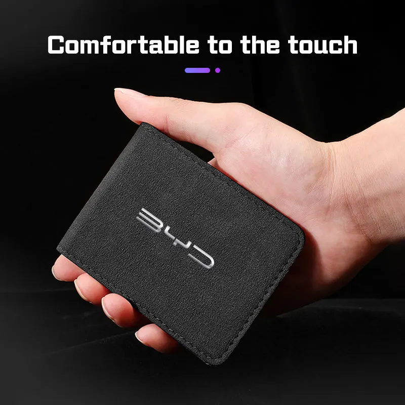 Car Driving License Bag Suede Wallet Holder Car Registration Card Case For BYD Song Plus Yuan Pro Tang Seal Accessories