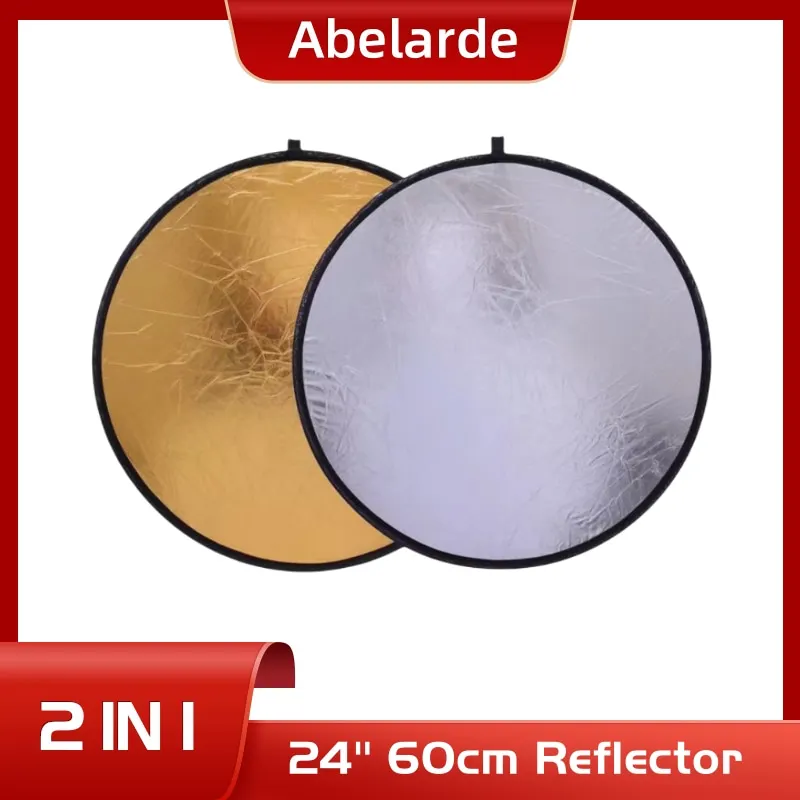 

60cm Reflector 2 In 1 Collapsible Silver Golden Studio Camera Flash Photo Disc Diffuers Reflector Photography