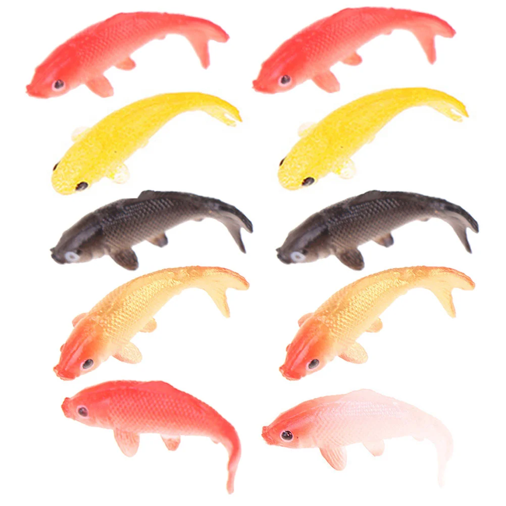 10 Pcs Tropical Fish Decor Mini Simulation Koi Model Tank Accessories Toy Tiny Fancy Carp Work Miniature Statue