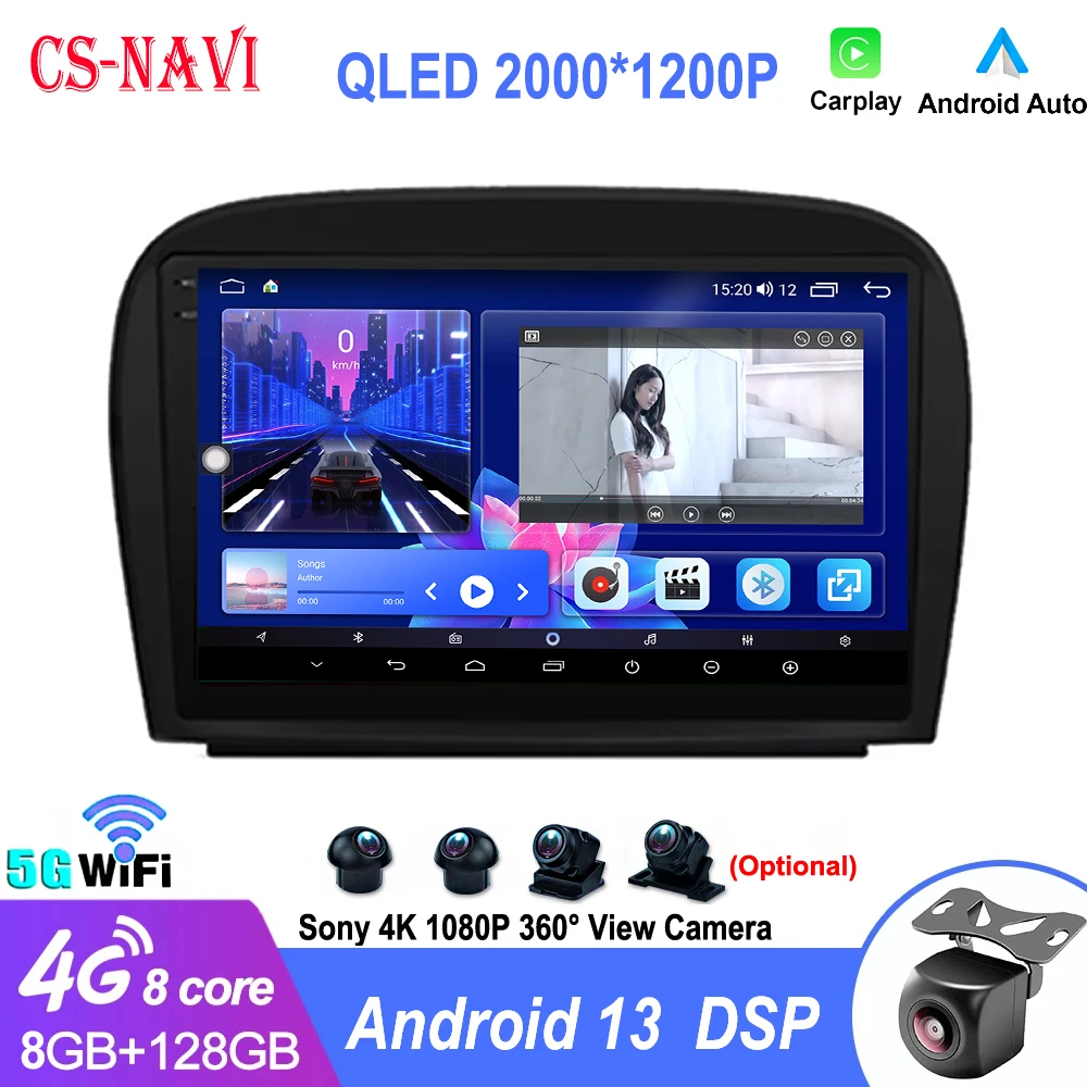 

Android 13 для Mercedes Benz SL R230 SL350 SL500 SL55 SL600 SL65 2001 - 2007 Carplay автомобильный радиоплеер GPS-навигация Мультимедиа