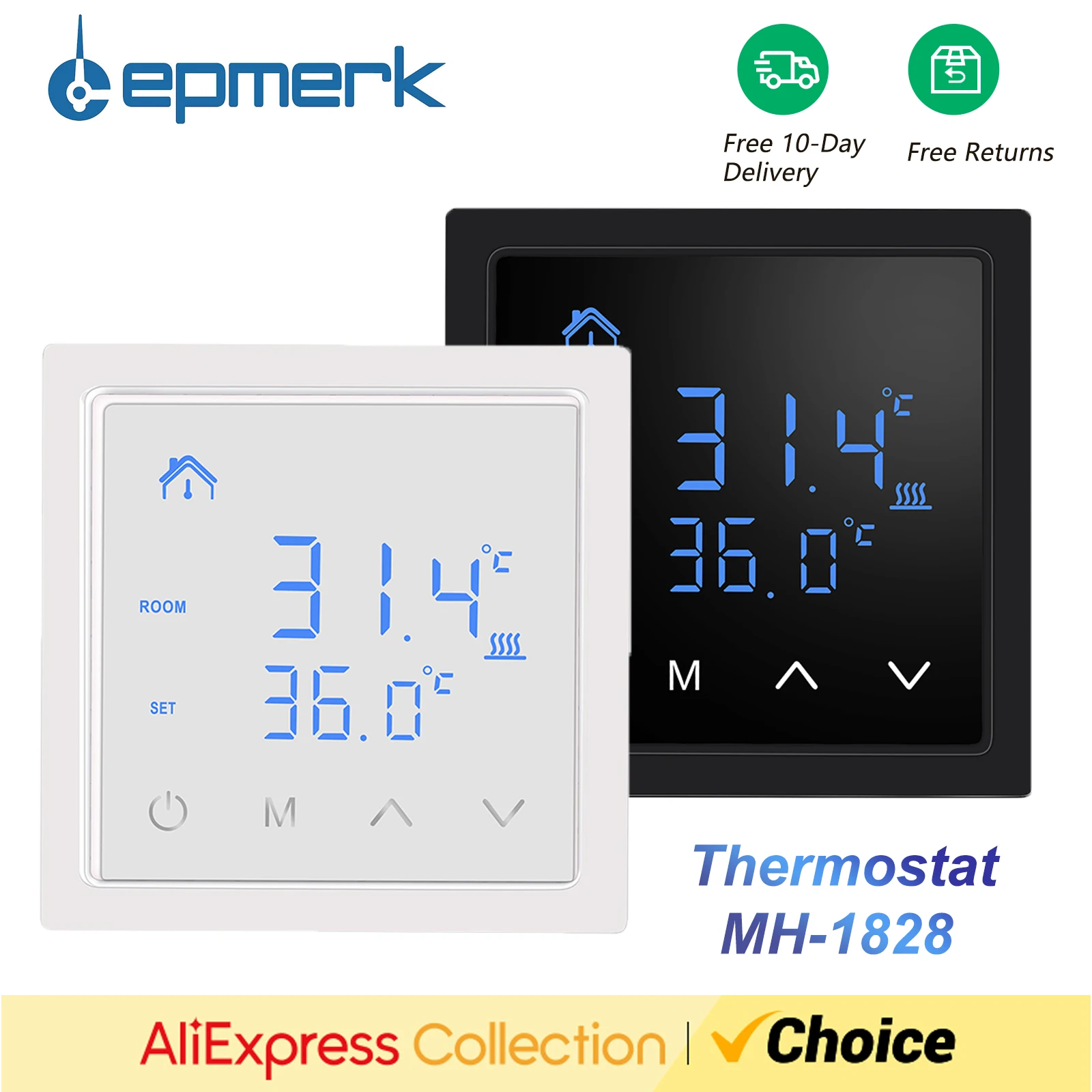 Smart Thermostat 16A Floor Heating Temperature Controller with LED Touch Screen 85-265V Electric Heating Control