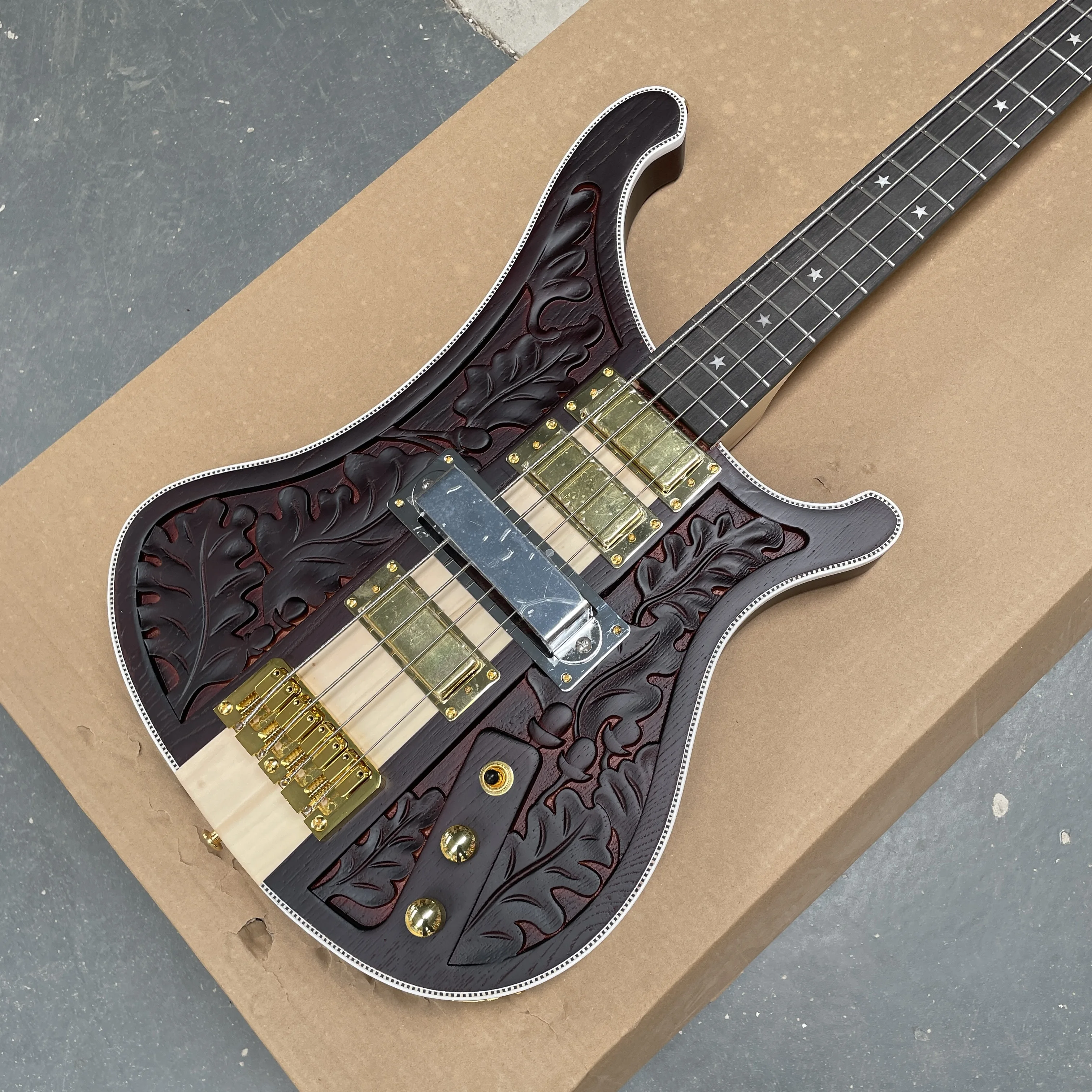 Professional grade carved pattern 4003 electric bass guitar, stable pickup system, gold hardware guitars, vintage rock guitarra