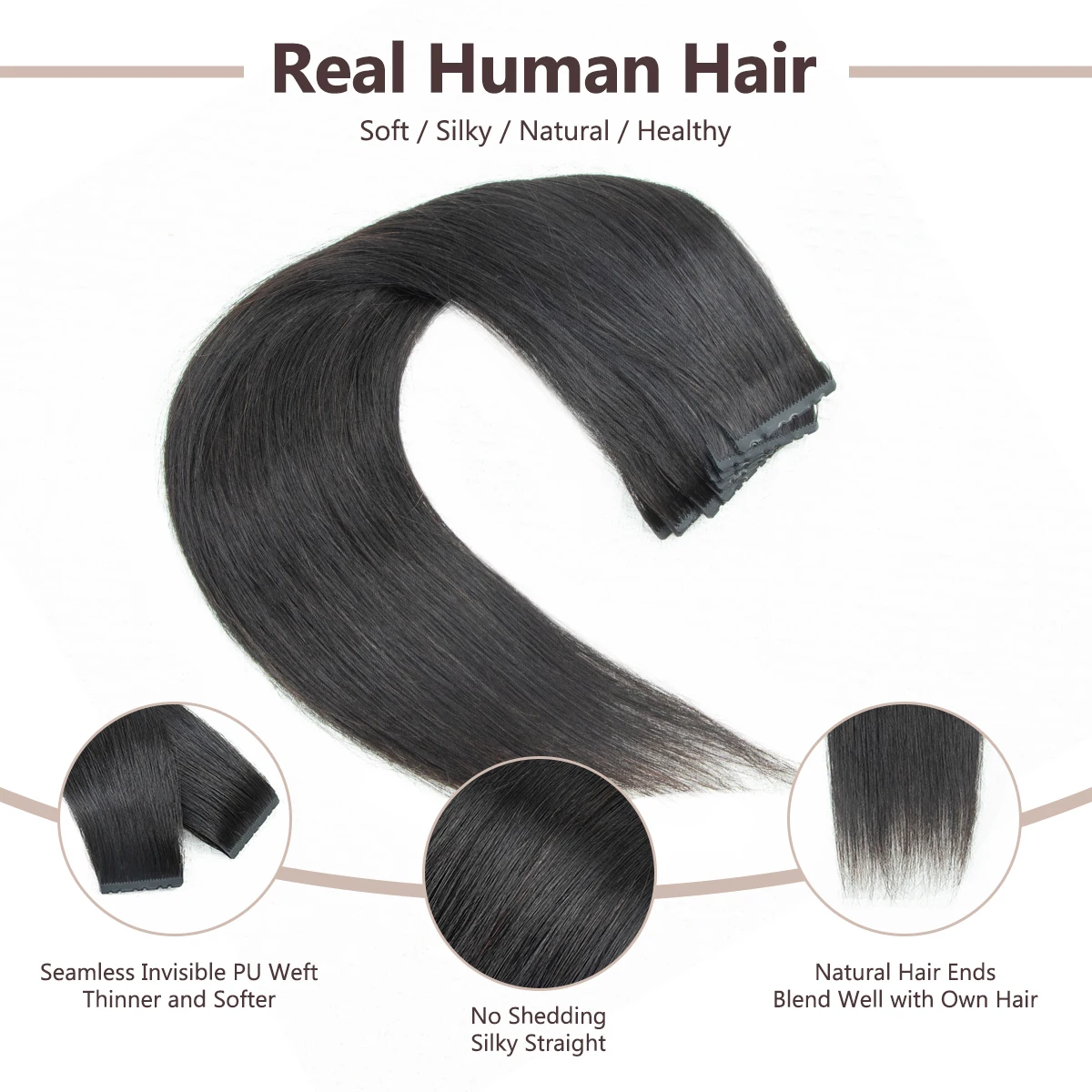 غير مرئية بولي Skin الجلد لحمة شعر علامات التبويب التوأم مع ثقوب الشعر البشري مايكرو الخرز وصلات شعر شقراء 10 قطعة آلة ريمي حقن لحمة