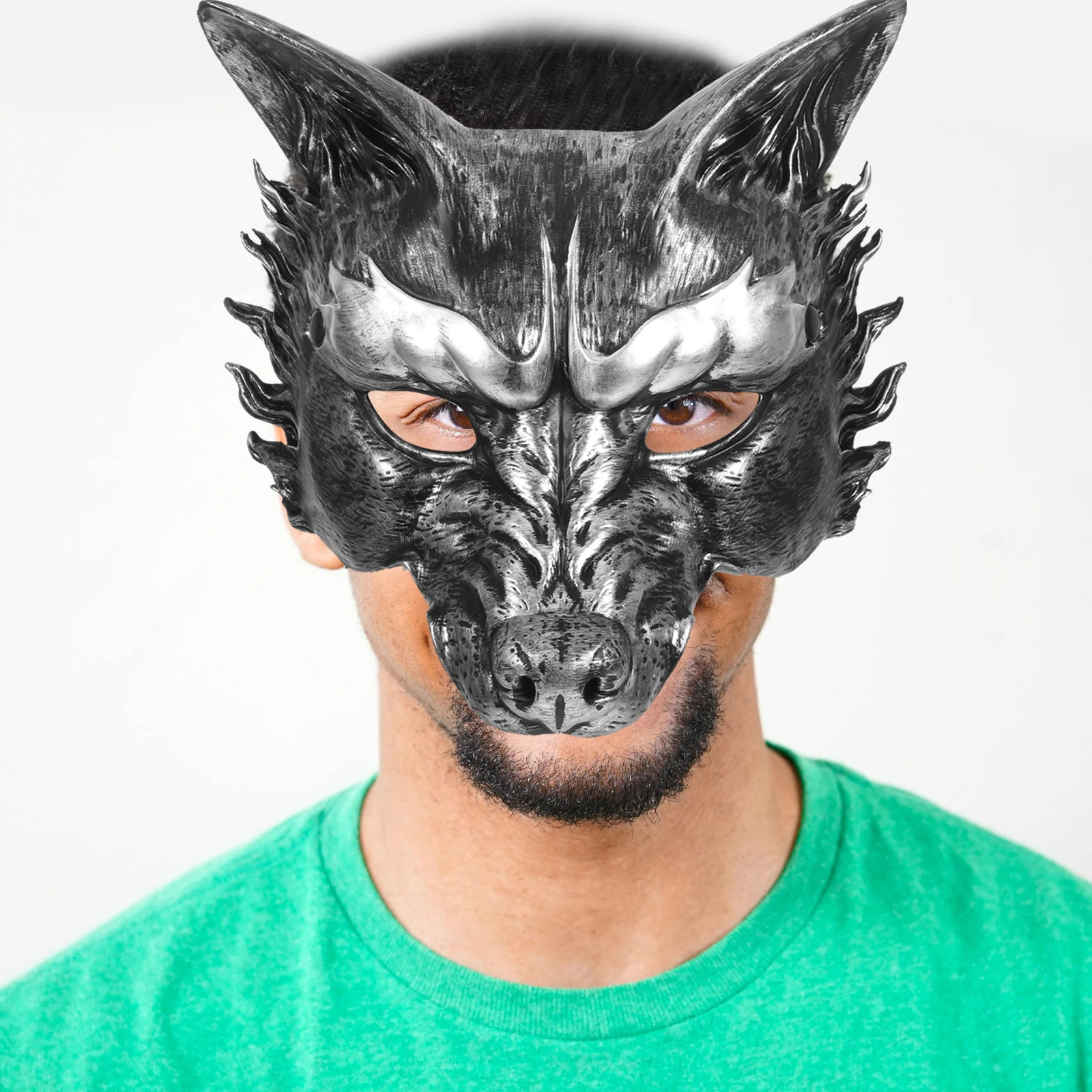 

Fox Mask Half Face PU Foam Lightweight Breathable 3D Realistic Design Halloween Masquerade Animal Fox Mask Dress Up Masks