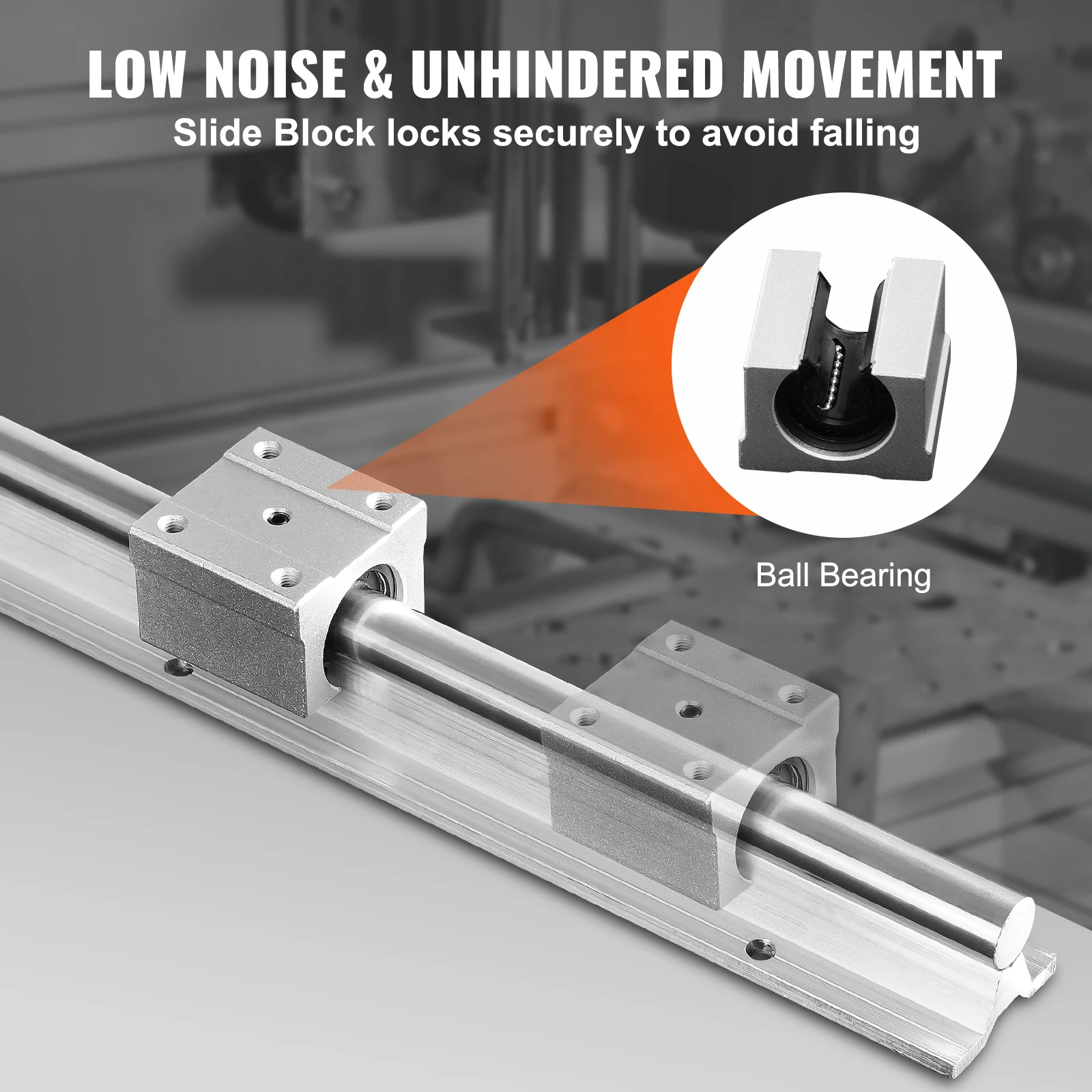 VEVOR-trilhos de guia lineares rolamento blocos, movimento suave, peças CNC DIY, SBR12, SBR16, SBR20, SBR25, 800-2200mm, 4pcs UU, 2pcs