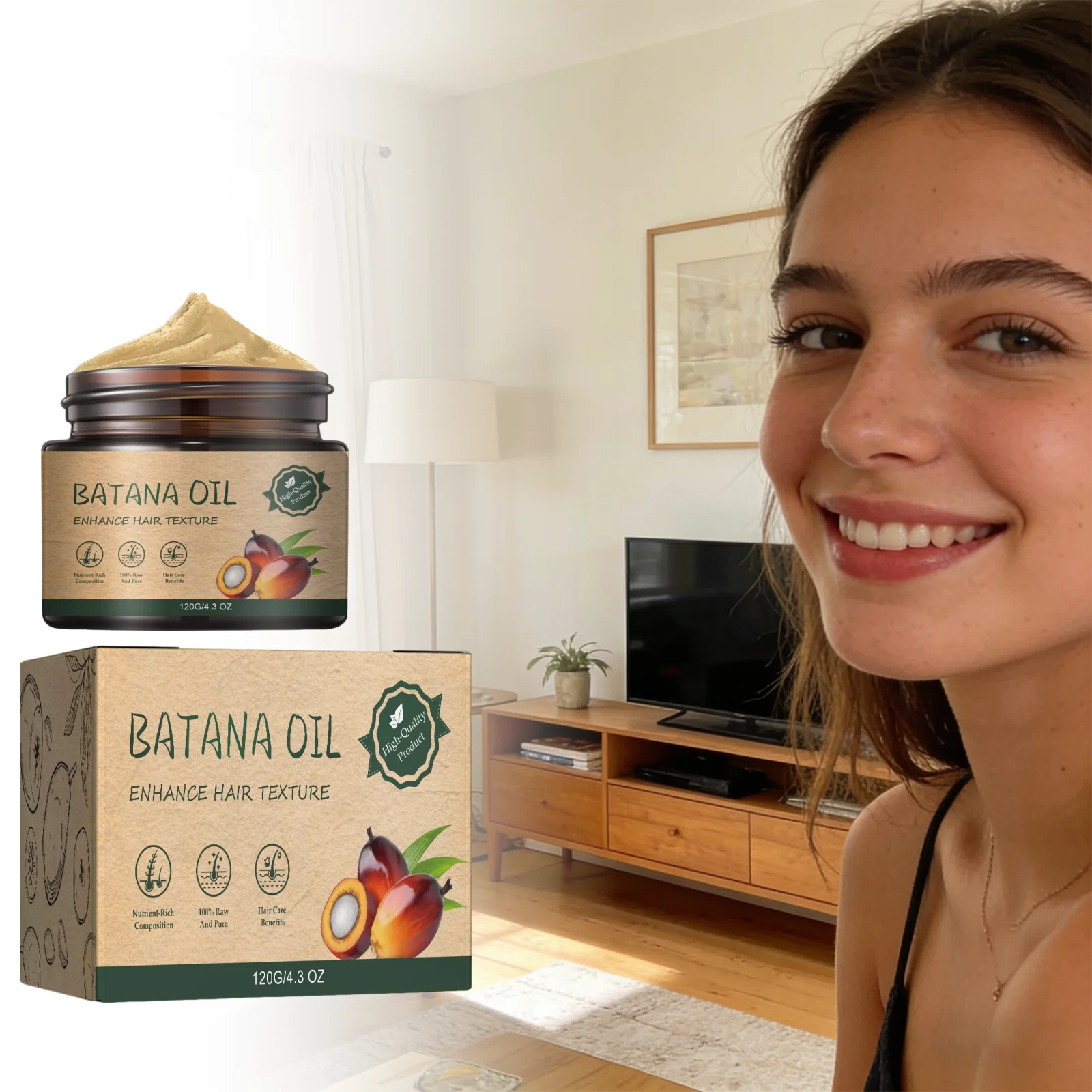 Batana Oil Hair Care Cream Deeply Repair Moisturize Scalp Reduce Dryness Relieve Knotting State Improve Frizz Hair Smooth Cream