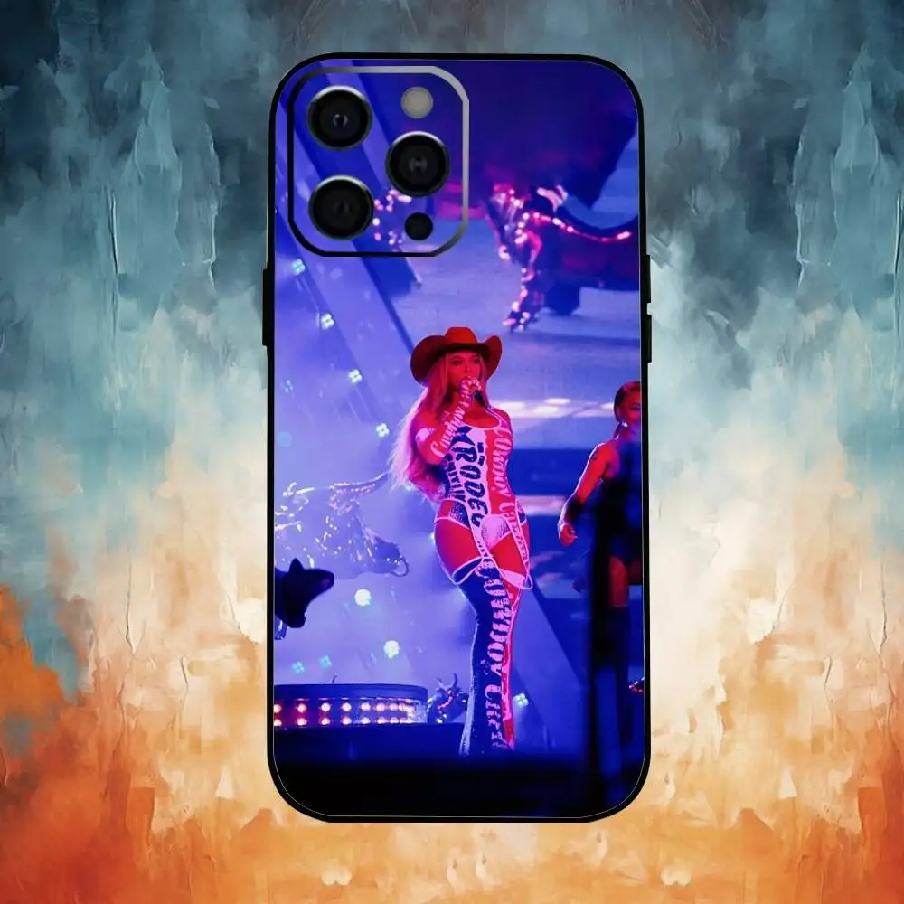Funda de teléfono cantante Beyonce para iPhone17,16,15,14,13,12,11 Plus,Pro Max, funda negra suave