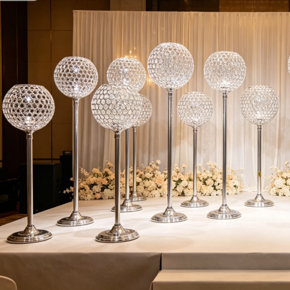 80-120cm 4-10pcsWedding Centerpiece  Tall Gold Acrylic Metal Candelabra and Chandelier Table Decoration for Event