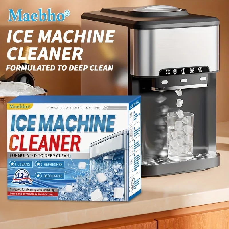12pcs Ice Maker Cleaning Tablets-Compatible with All Ice Machines, Easy-to-Use Ice Cube Cleaner for Home Use,Home Appliance Care