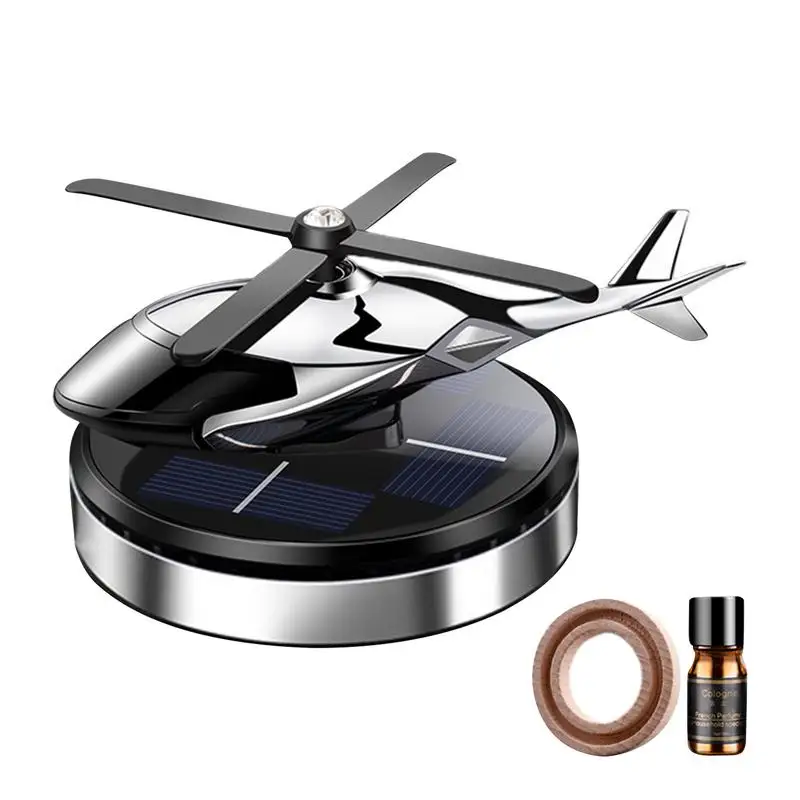 Rotating Solar Powered Car Aromatherapy Helicopter Solar Rotating Car Air Freshener Long-Lasting Fragrance Rotating Solar