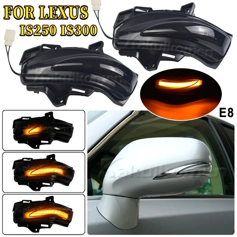 For Lexus IS250 IS300C IS250C LS460 LS460L ES240 2006-2012 2pcs Dynamic Turn Signal LED Light Side Mirror Indicator