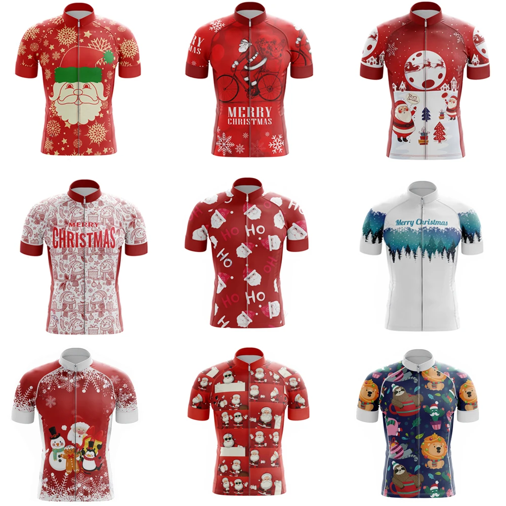 

Christmas Cycling Jersey Men Short Sleeve Breathable Quick-Drying BIke Clothing Cycling Equipment