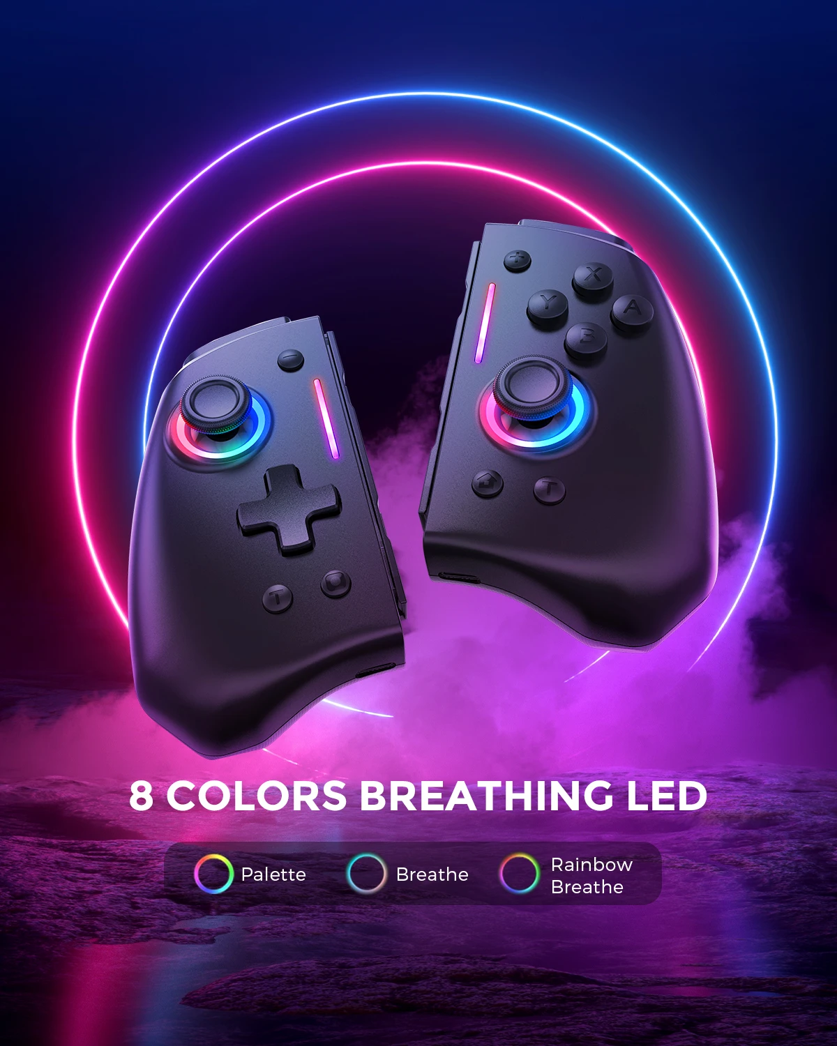 Nyxi Hyperion ไฟดาวตกไร้สายจอยแพดพร้อมไฟ LED 8สีสำหรับสวิทช์/สวิทช์ OLED