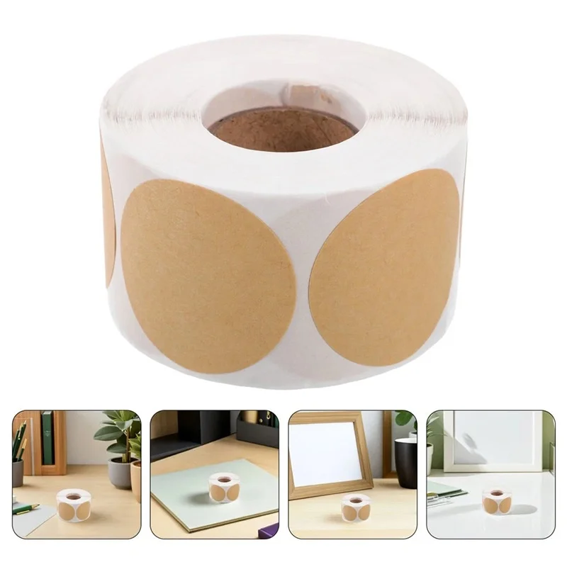 Kraft Round Self-Adhesive Label Paper Items Classification Name Stickers Bottle Labels Decoration Sealing DIY Stickers 1-5 Roll