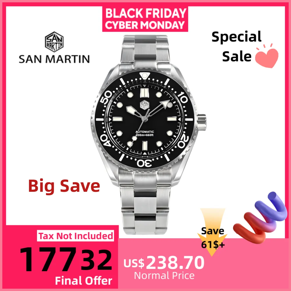 

San Martin 41,5 мм 8215 8315 Механические наручные часы Автоматические мужские часы Спортивный браслет 20 АТМ Светящиеся Montre Homme SN0036