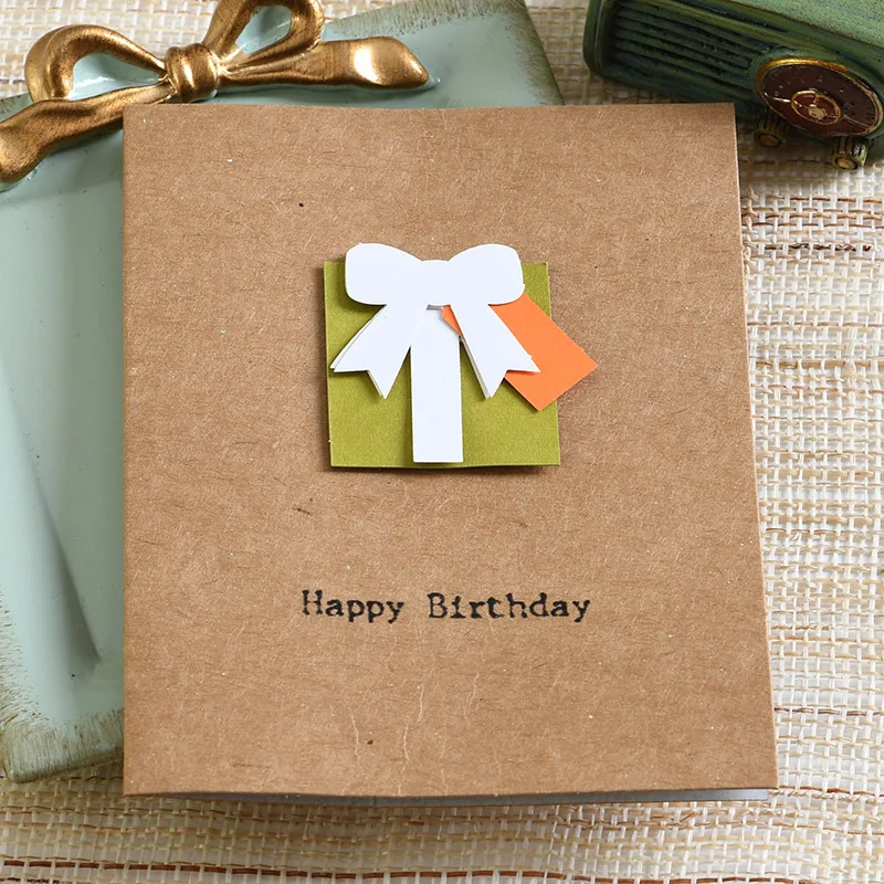 Retro Mini Papel Kraft Etiqueta 3D, Cartão De Aniversário, Cartão De Bênção, Amante Obrigado Cartão, 10Pcs por Saco