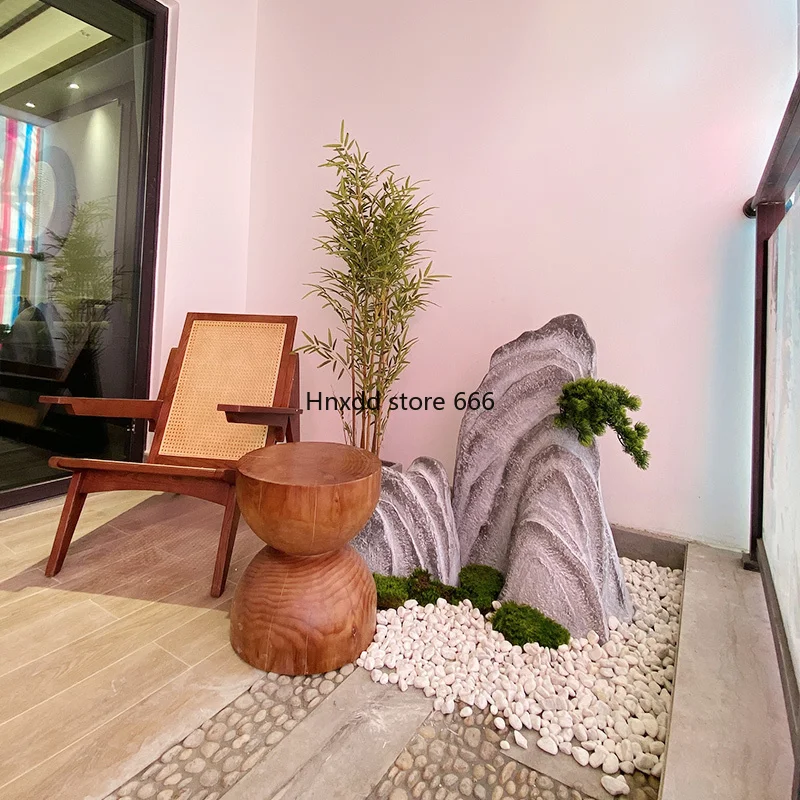 

Home balcony simulation stone landscaping fake green plants potted plants