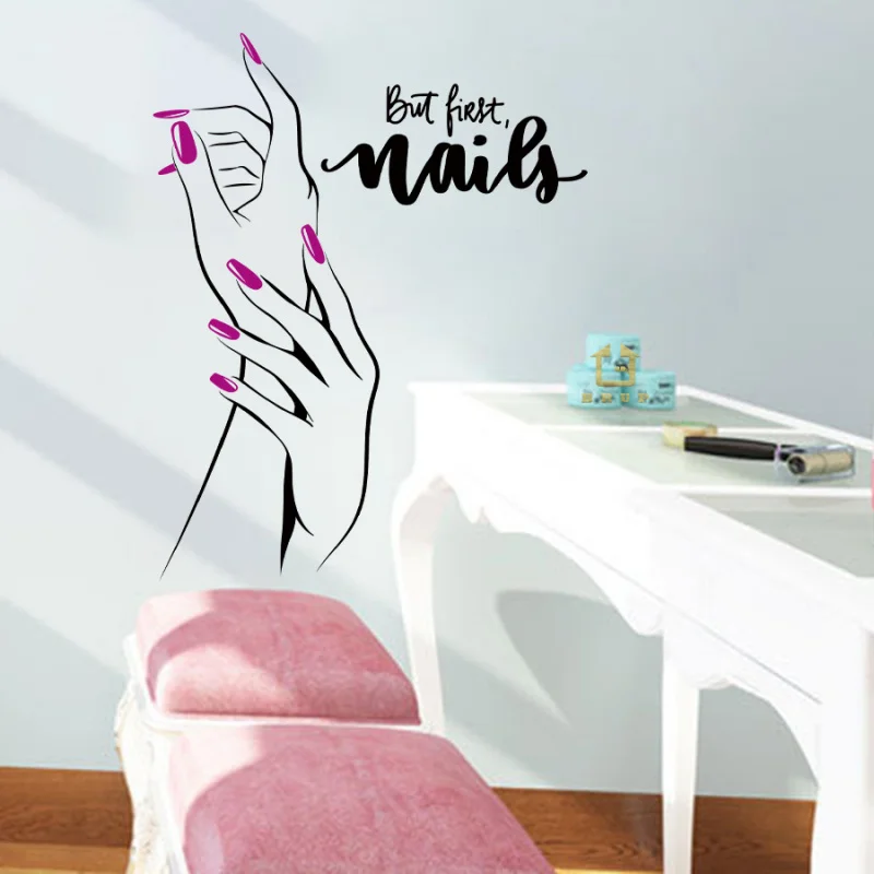 Nail Art Mannequin Cartoon Wall Sticker Bedroom Dressing Table Home Waterproof Decorative Sticker Self-Adhesive Removable