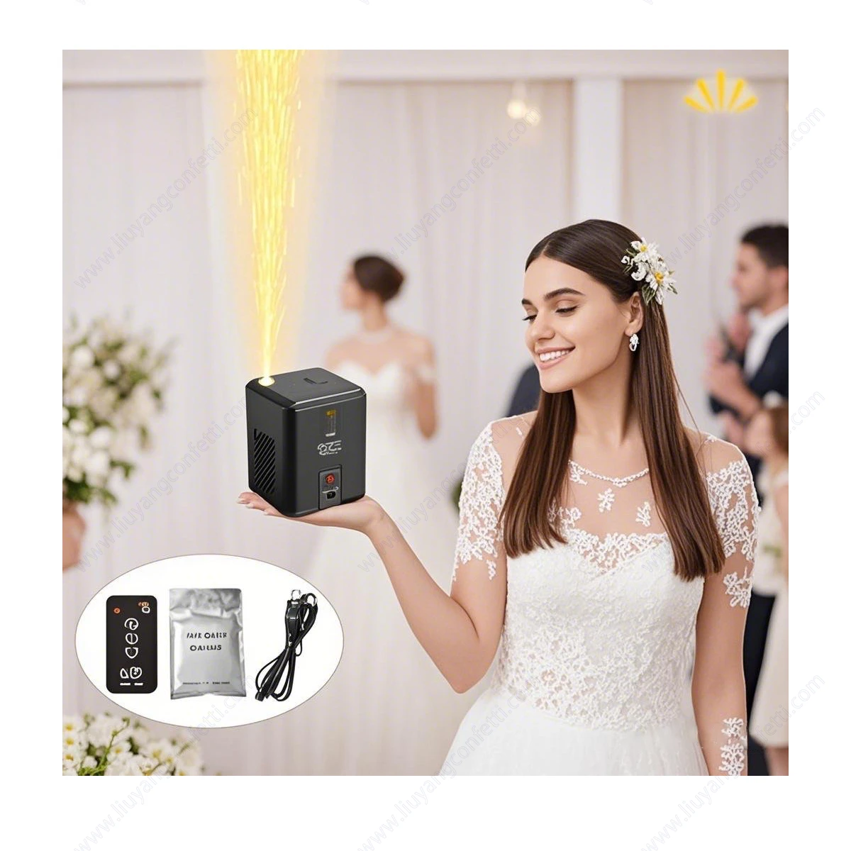 

Mini Spark Machine Stage Indoor Cold Wedding Party Club Dj Dmx Remote Control Lcd Sparking Powder Ti New 350w 3m Sparkler Event