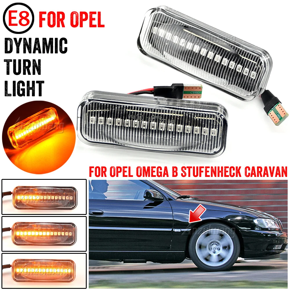 

High quality Clear & Smoked Lens LED Side Marker Lamp Fender Turn Signal Dynamic Amber Lights For Opel Omega B Stufenheck