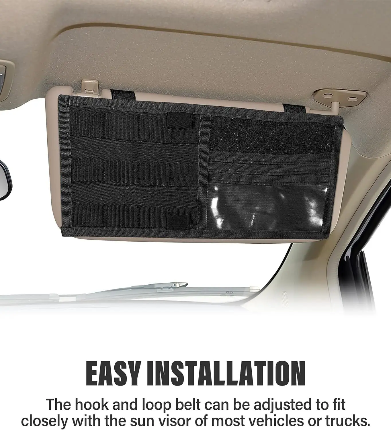 Tactical Car Sun Visor Cover Vehicle Molle Visor Storage Holder Pouch Molle Webbing for Cars Trucks Suvs