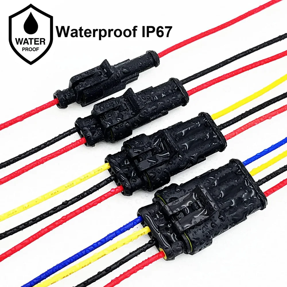 26 Sets 16 AWG Wasserdichte Kabelverbinder, Automotive-Steckverbinder zum Trennen und Verbinden, 1/2/3/4-polige Stecker mit 16-Gauge-Kabel – Detail 5