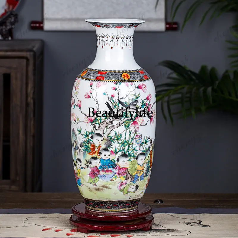 ceramic chinoiserie vase flower arrangement tea room antique flower vase electric cabinet ornaments desktop new chinoiserie