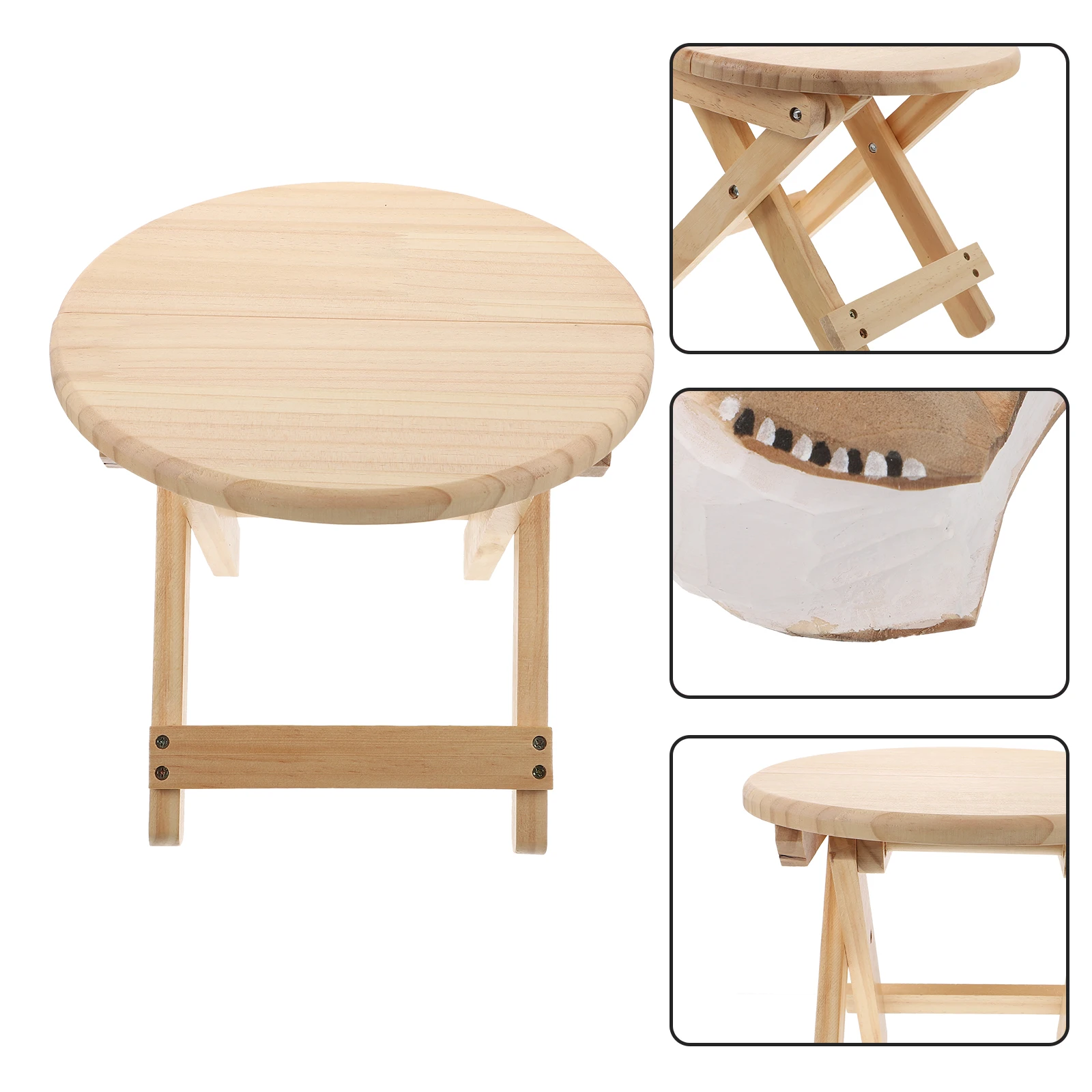 Bangku Kaki Lipat Bulat Kayu Solid Anti-Selip untuk Rumah, Pengganti Alas Kaki Saat Mengganti Sepatu, Kokoh, Mudah Dibersihkan, Anti-Slip, untuk Anak-Anak