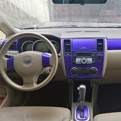 Carbon Fiber For Nissan TIIDA 2005-10 Latio Car Film Interior Stickers Center Console Gear Dashboard Air Door Handle Lift Panel