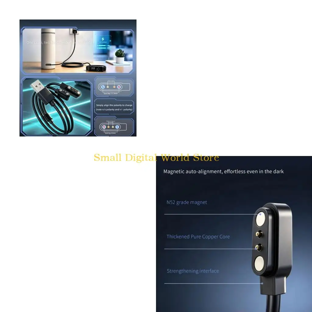 77UB Smartwatch Chargers USB Charging Cable with USB-A Input, Guided Alignment, and Defined 5V 1A Output