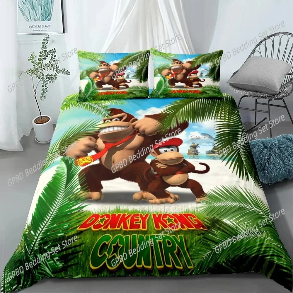 

Monkey Cartoon Donkey Kong 3D NEW Duvet Cover Pillowcase Bedding Set Adult Girl Bedroom Decoration Children Single Double Large