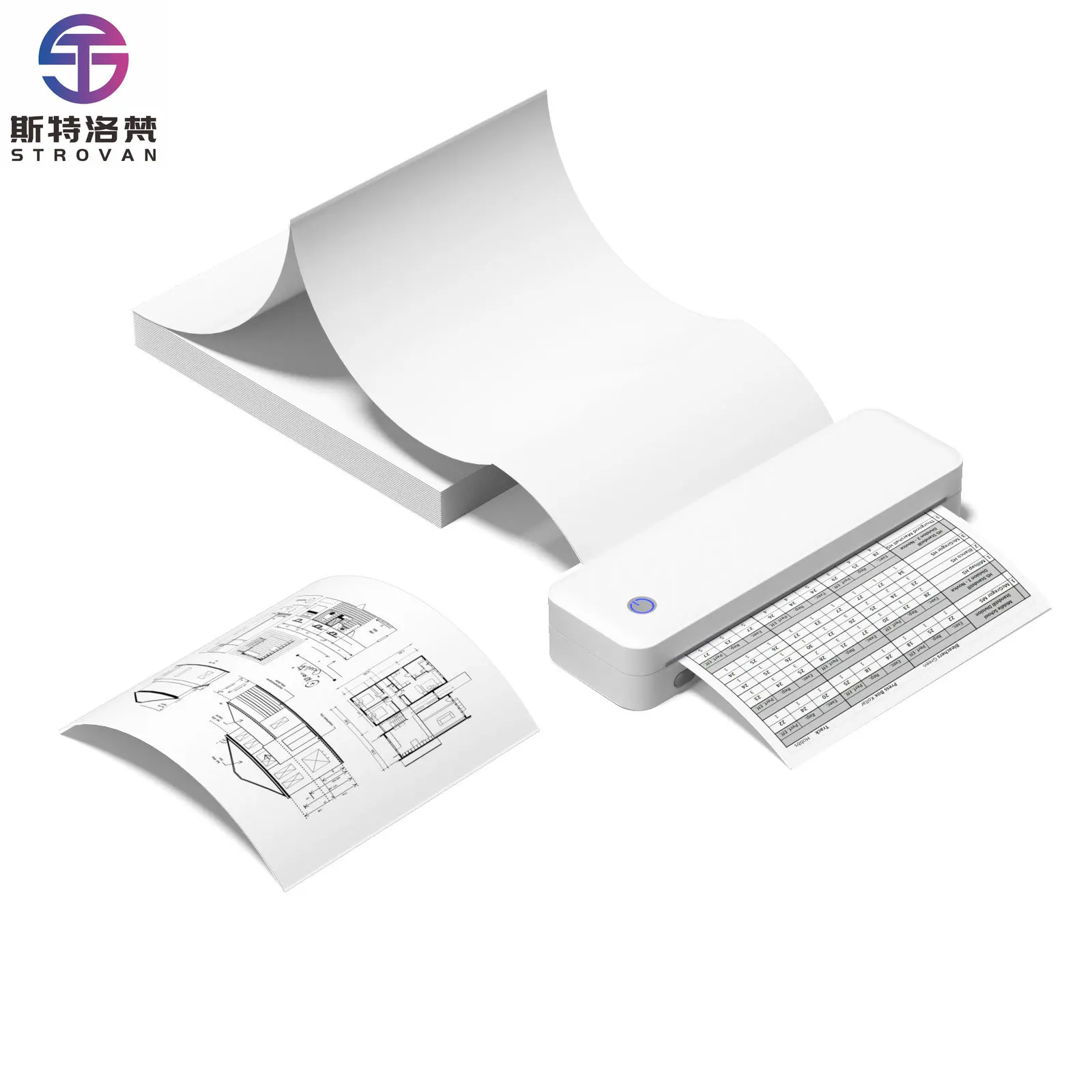 

Wholesales 203DPI A4 Portable Mini Document Thermal Printer USB Bluetooth Wireless Photo Thermal Receipt Printer