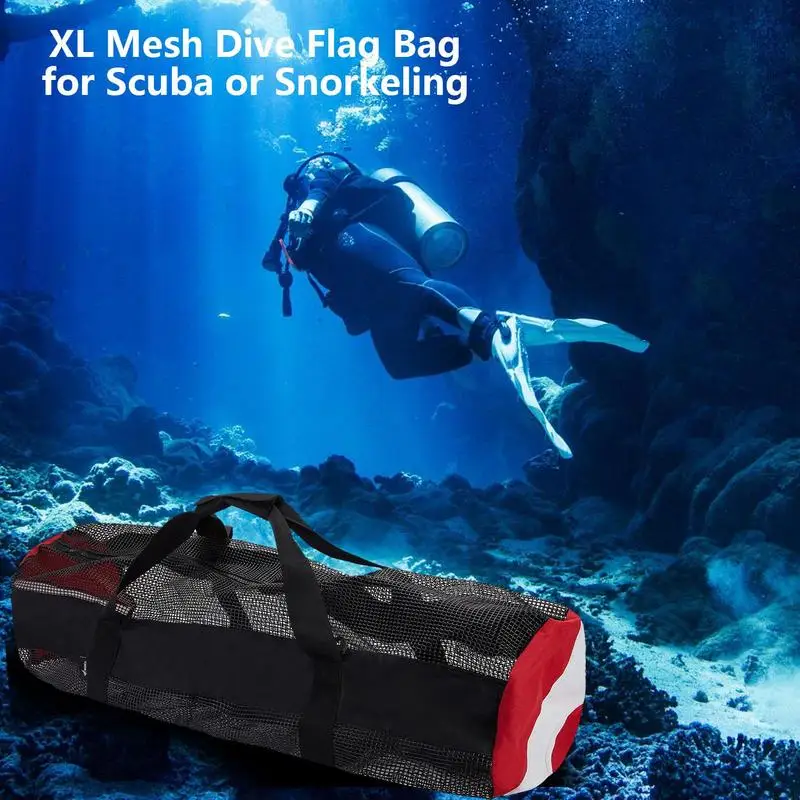 Mesh Dive Bag Durable Strong Load Bearing Wide Firm Handle With Zipper Safer Swimming Storage Bag Scuba Diving Water Sports Bags