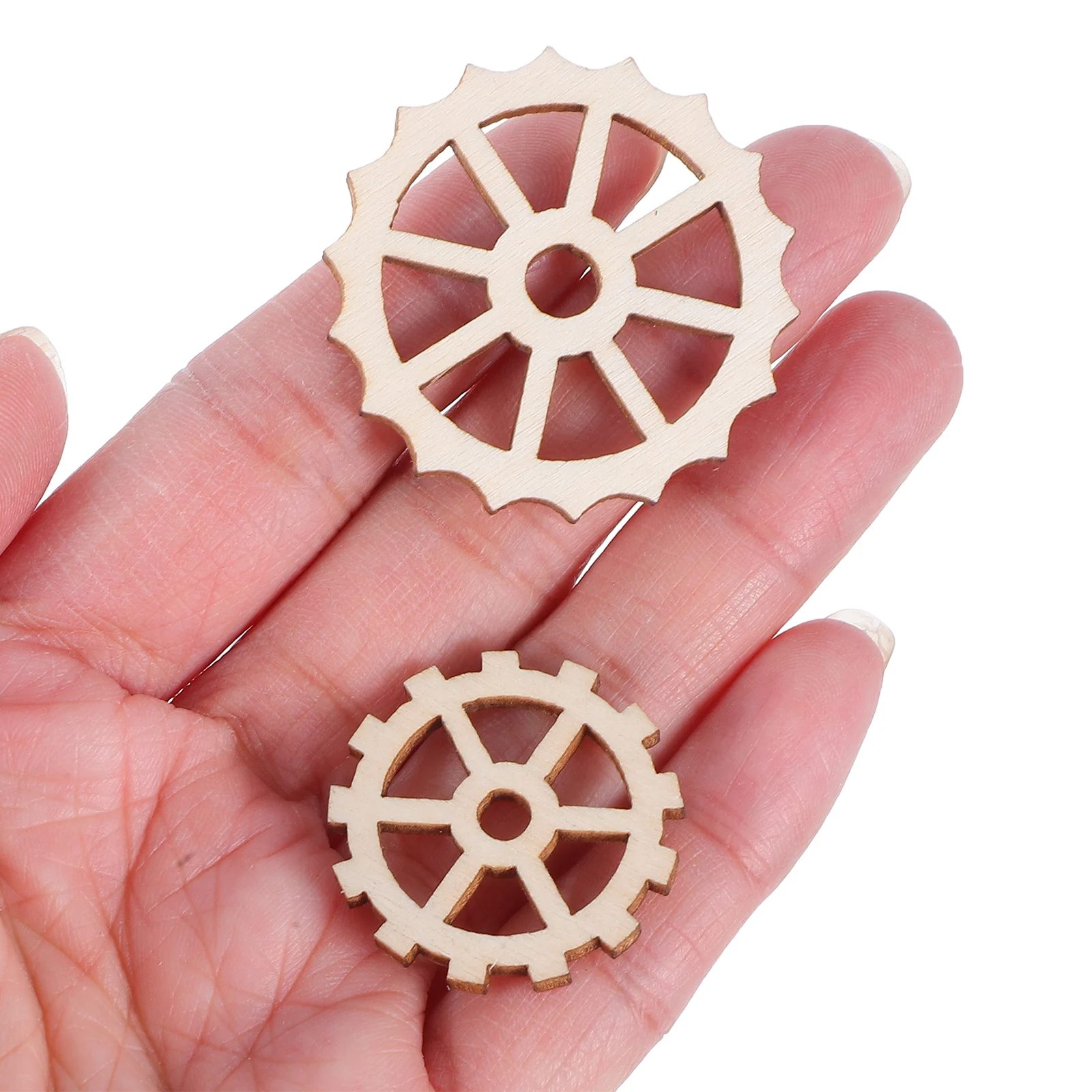 

50pcs Wooden Gear Hanging Pendant Wooden Slices Creative Shape Diy Craft Ornament For Home Wedding Decoration Assorted Pattern