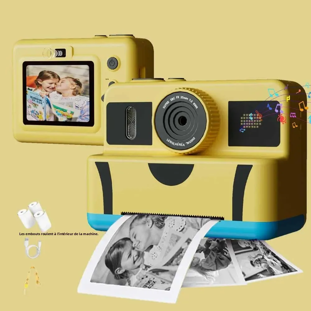 Appareil photo numérique instantané pour enfants, Selfie, avec vidéo 720P, écran de 2.8 pouces, double objectif avant et arrière, jouet de voyage Portable