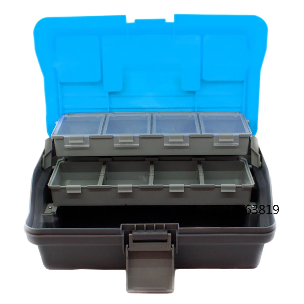 3-Layer Folding Fishing Tackle Box Multipurpose Fishing Storage Box with Handle Fish Hook Lure Box for Fishing Tackle Storage