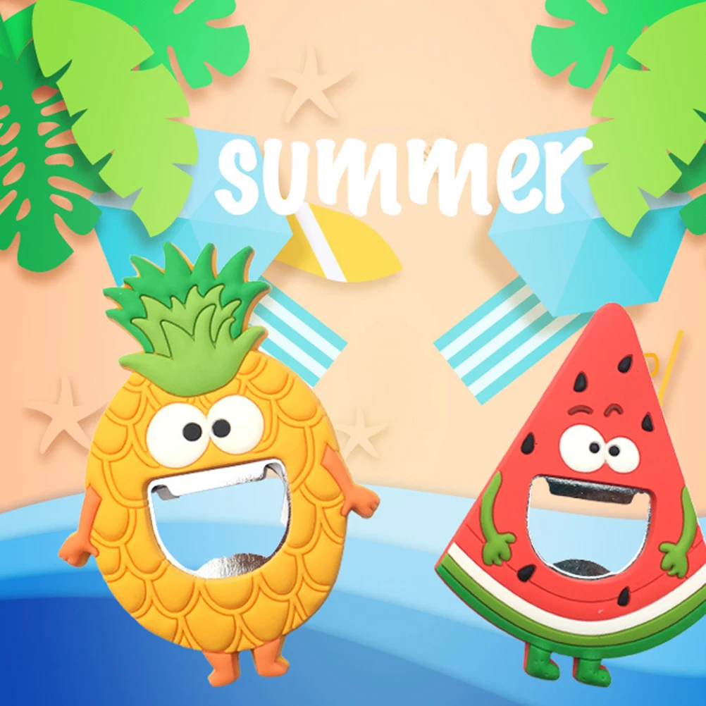 

2Pcs Pineapple Bottle Opener Refrigerator Magnets Creative Fridge Stickers Home Office Decoration Refrigerator Stickers