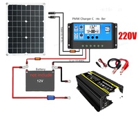 18W Solar Panel System Set 220V Power Generation Battery Charge USB 500W Inverter DC 12V AC 30A Controller Home Kit Complete