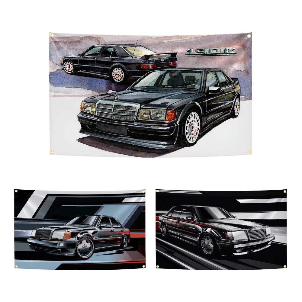 90x150cm bz clássico w124 bandeira alemã do carro poliéster impressão digital banner para garagem casa ou decoração ao ar livre tapeçaria