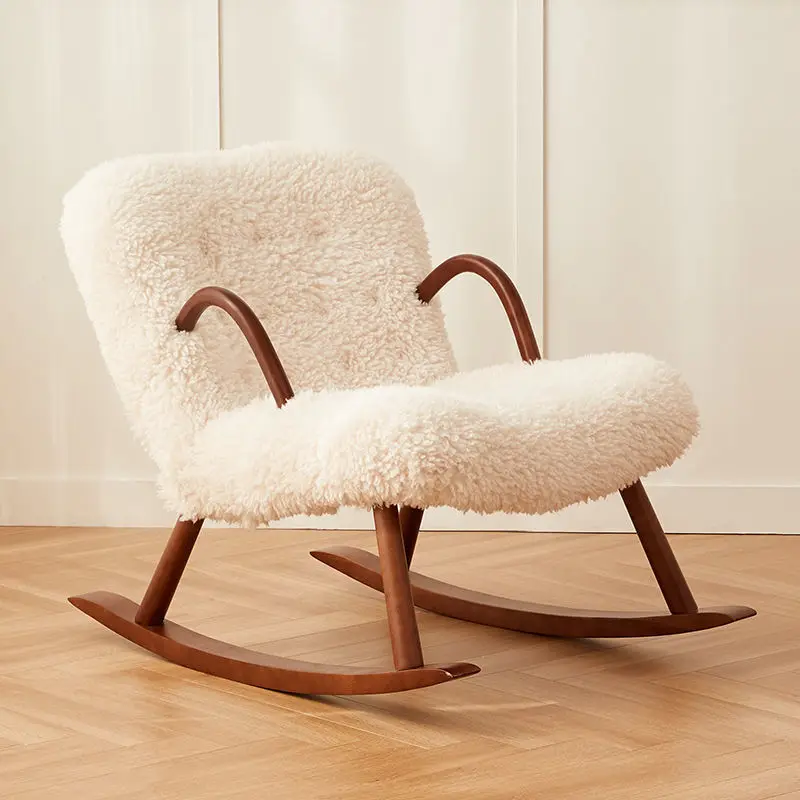 Rocking Chair Sofa Lamb Wool Reclining Chair Internet Celebrity Home Balcony Leisure Rocking