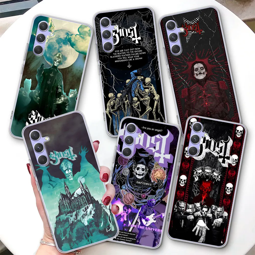 Funda Ghost Band para Samsung Galaxy A15 A54 A21s A55 A12 A34 A51 A24 A14 A33 A52 A25 A31 A35 A71 A13 funda transparente de teléfono TPU
